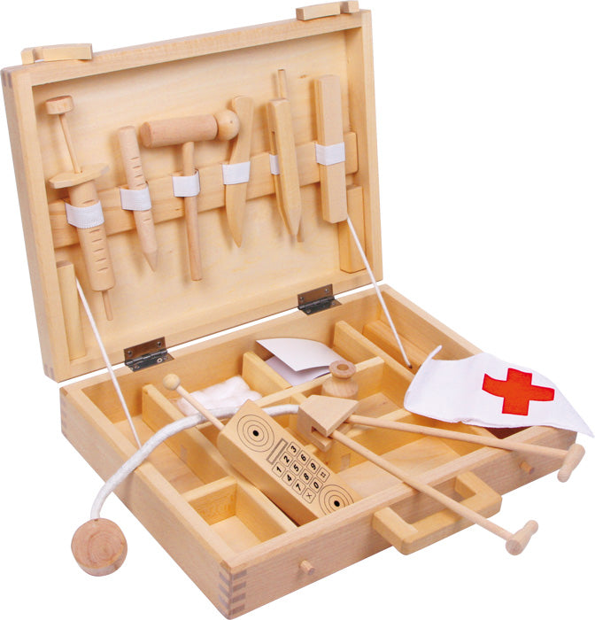 Arztkoffer „Natur“ aus Holz – klassisches Rollenspiel für kleine Mediziner