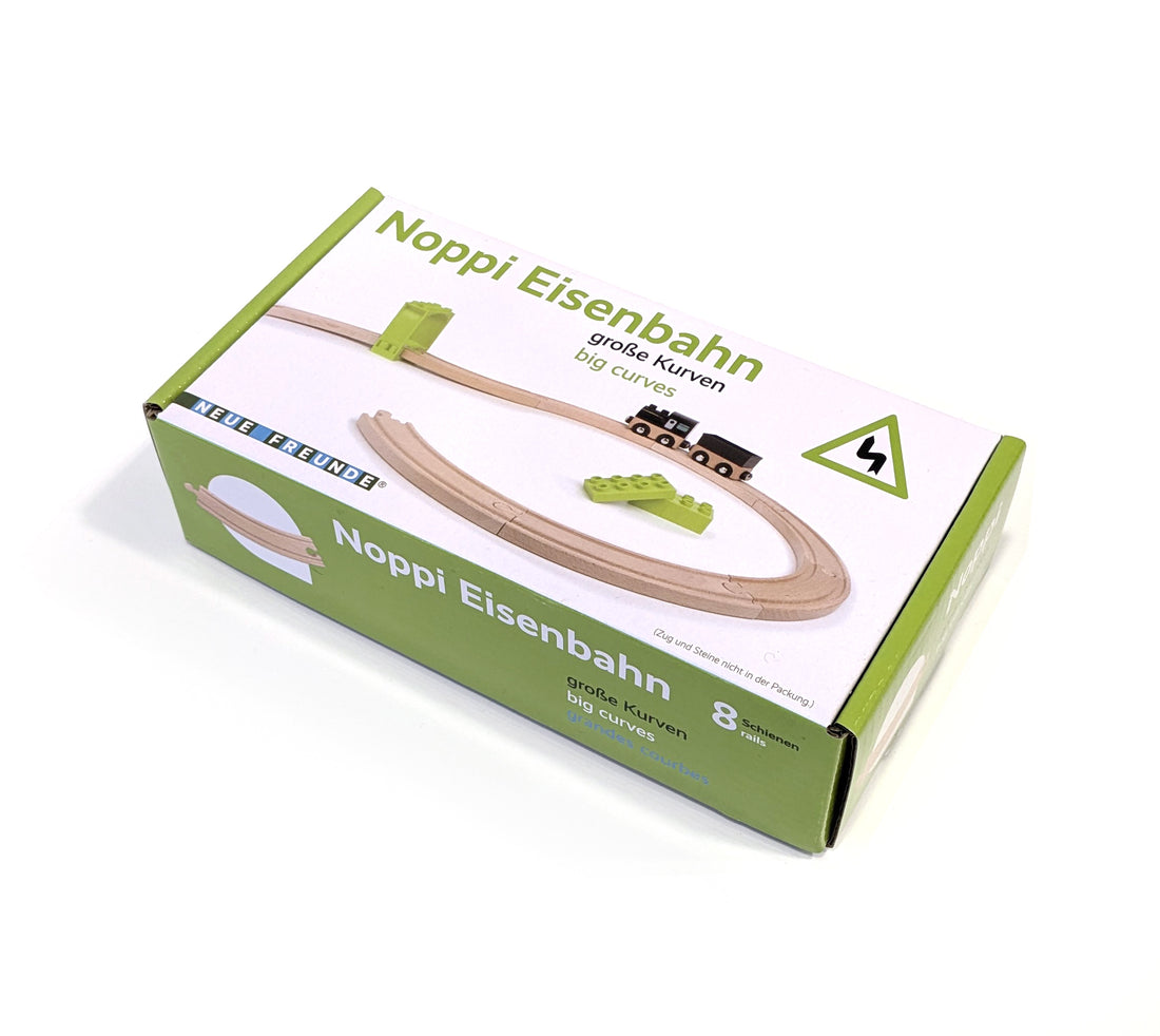 NOPPI Eisenbahn große Kurven – 8er Set Holzschienen-Zubehör